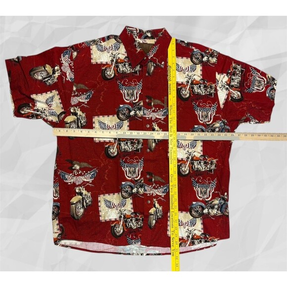 Clearwater Outfitters Motorcycles American Flag Print Short Sleeve Shirt sz XL - Picture 3 of 9